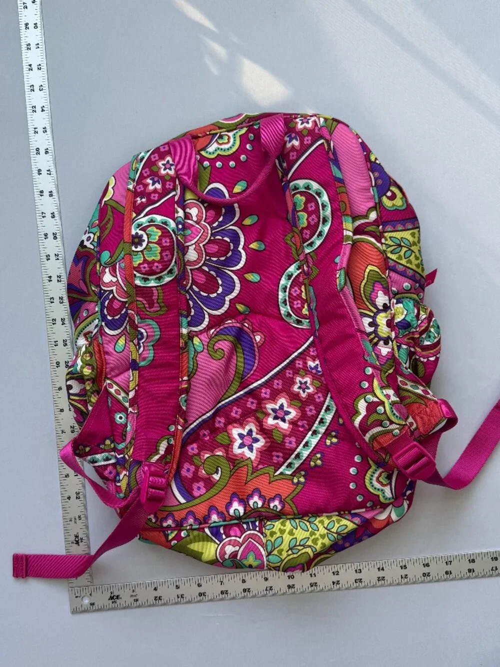 Vera Bradley Campus Backpack Retired Priscilla Pink Pattern Hot Pink Paisley - Picture 6 of 7